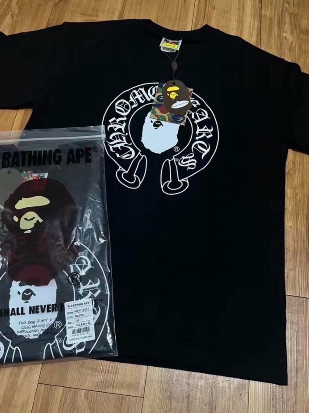 chrome heart x bape shirt